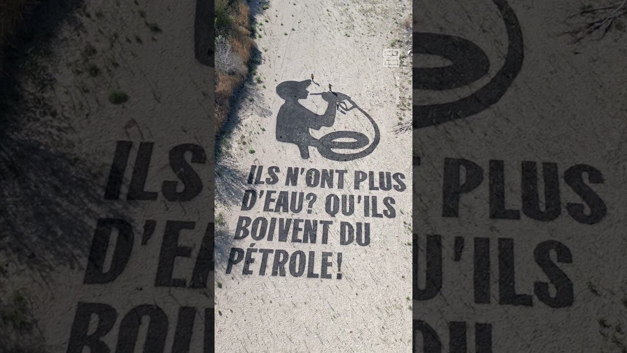 Activists Call Out French Oil Company With Painting in Dry Riverbed