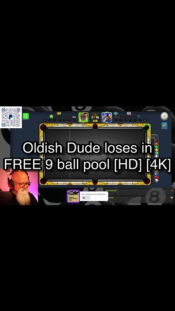 Oldish Dude loses in FREE 9 ball pool [HD] [4K] 🎱🎱🎱 8 Ball Pool 🎱🎱🎱
