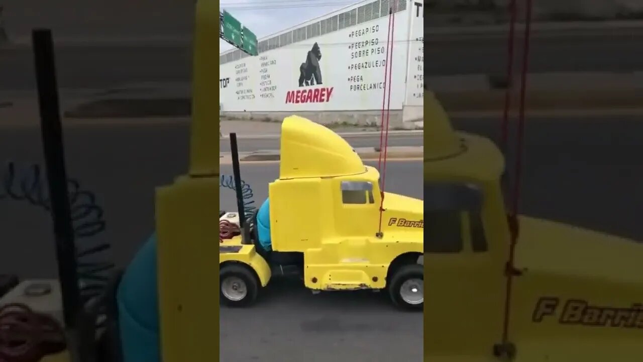truck on road ,funny boys