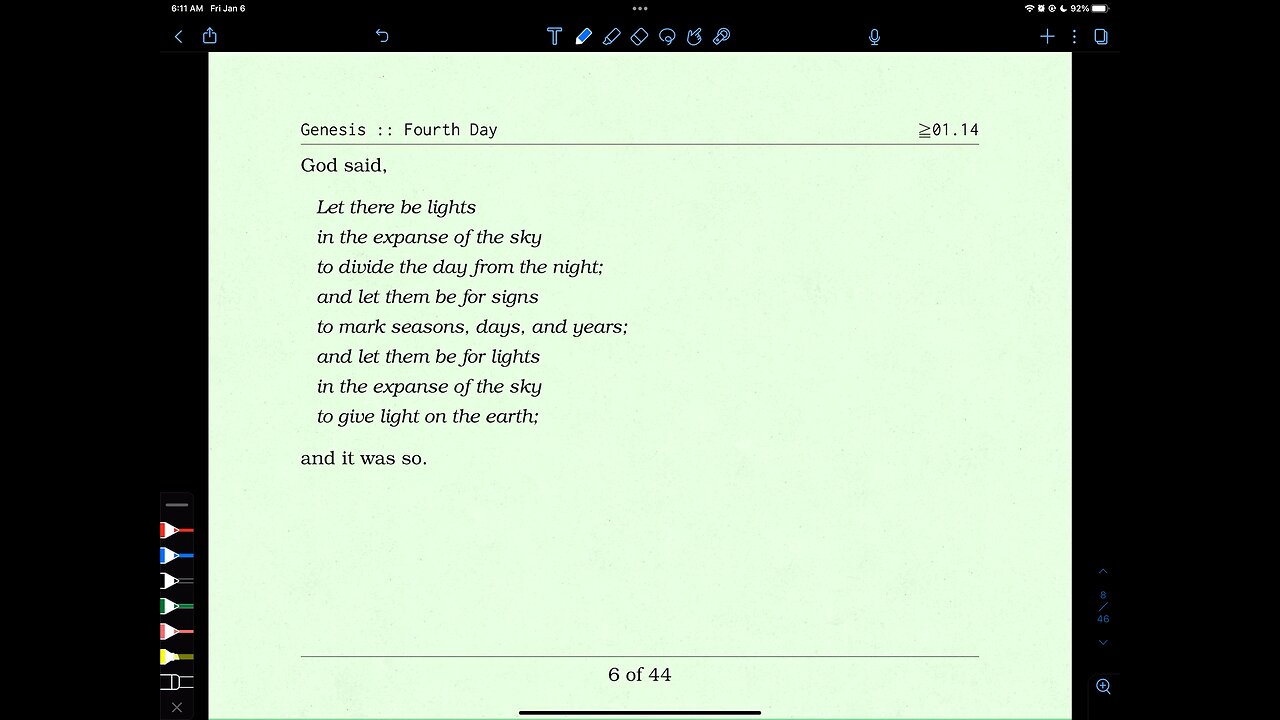 6. Fourth Day of Creation (Genesis 1:14ff)