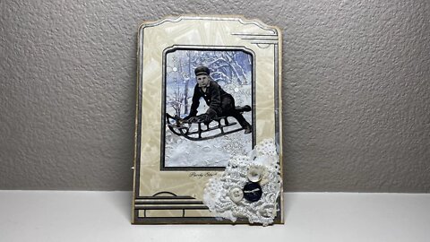 Wintery Cabinet Card Frame Ephemera