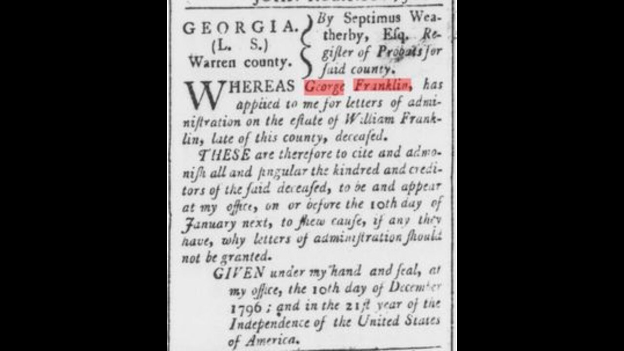 Part I. Find the parents of William Franklin Sr. 1718-1794