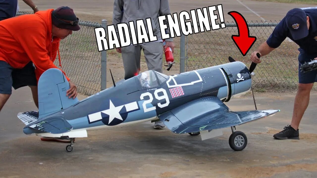 Amazing Giant Scale F4U Corsair Maiden Flight - TRUE RADIAL SOUND!