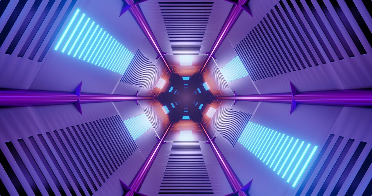 👍background video [blue neon scif-fi space tunnel vj loop screensaver 4k free]