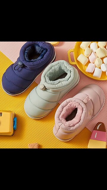 Winter Kids Children Boys Girls Winter Slippers Solid Non-slip