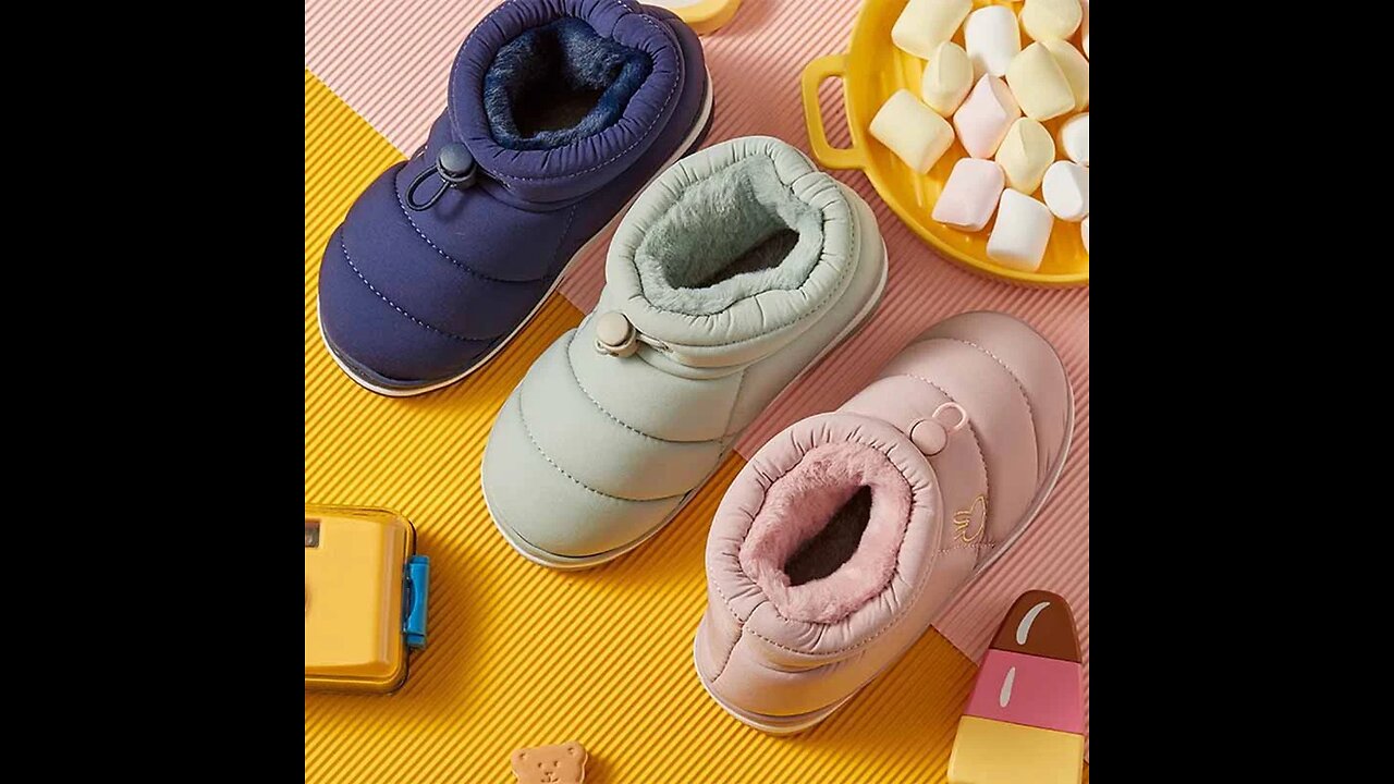 Winter Kids Children Boys Girls Winter Slippers Solid Non-slip