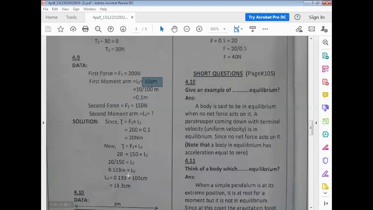 PHYSICS Class 8th CH#4Num#4 9+4 10