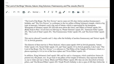 "The Lord of the Rings" Movies, Saturn, Freemasonry, and The Jesuits Part 2 #gematria #truth #mason