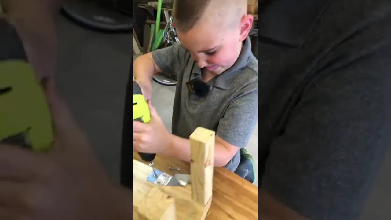 9yr Old Ditches his Video Games, Picks up a Cordless Drill and Starts Building 👦🏻👍🏻 #shorts