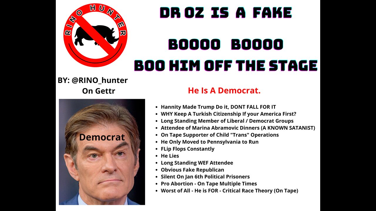 DR OZ is a FAKE - BOO HIM OFF THE STAGE Pennsylvania