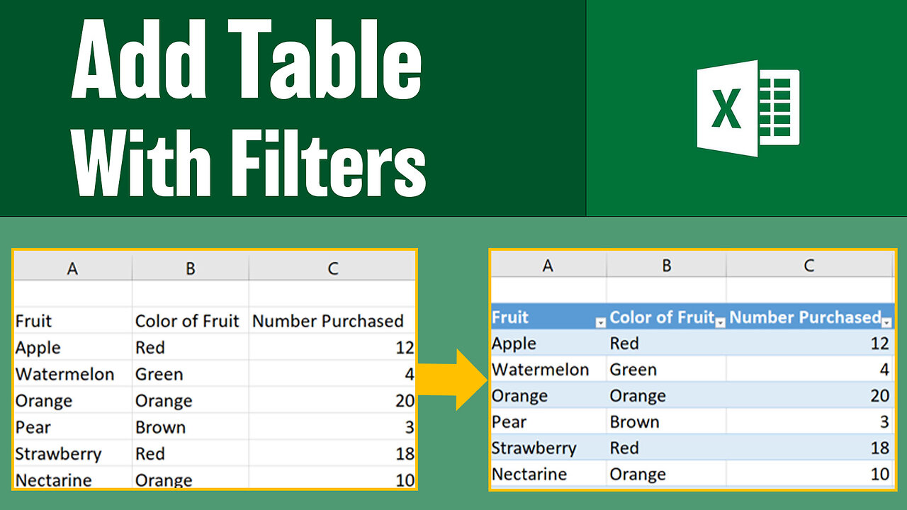 How to Add Tables and Filters to Raw Data in Excel...Things to look for