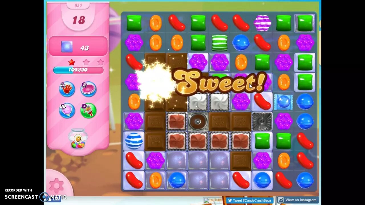 Candy Crush Level 651 Audio Talkthrough, 3 Stars 0 Boosters