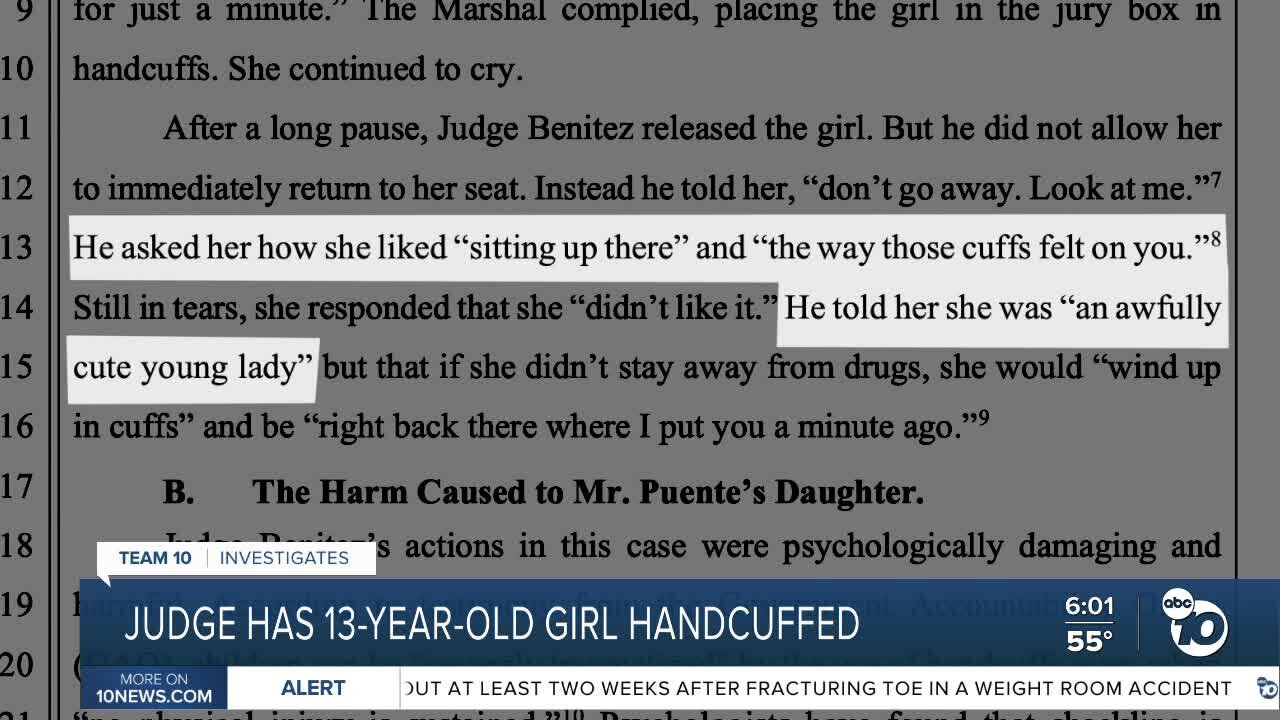 13-year-old girl handcuffed and questioned in court
