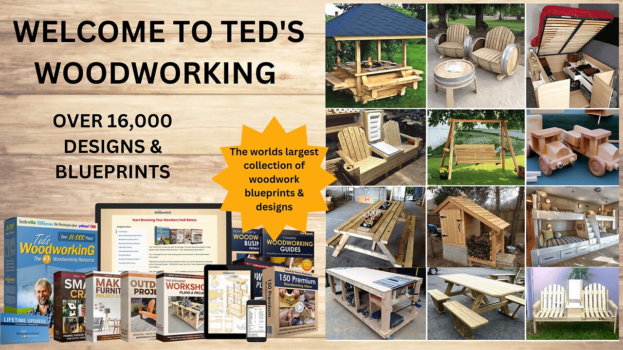 Ted Mcgrath, a certified master woodworker and author shares 16,000 plans for woodworking projects.