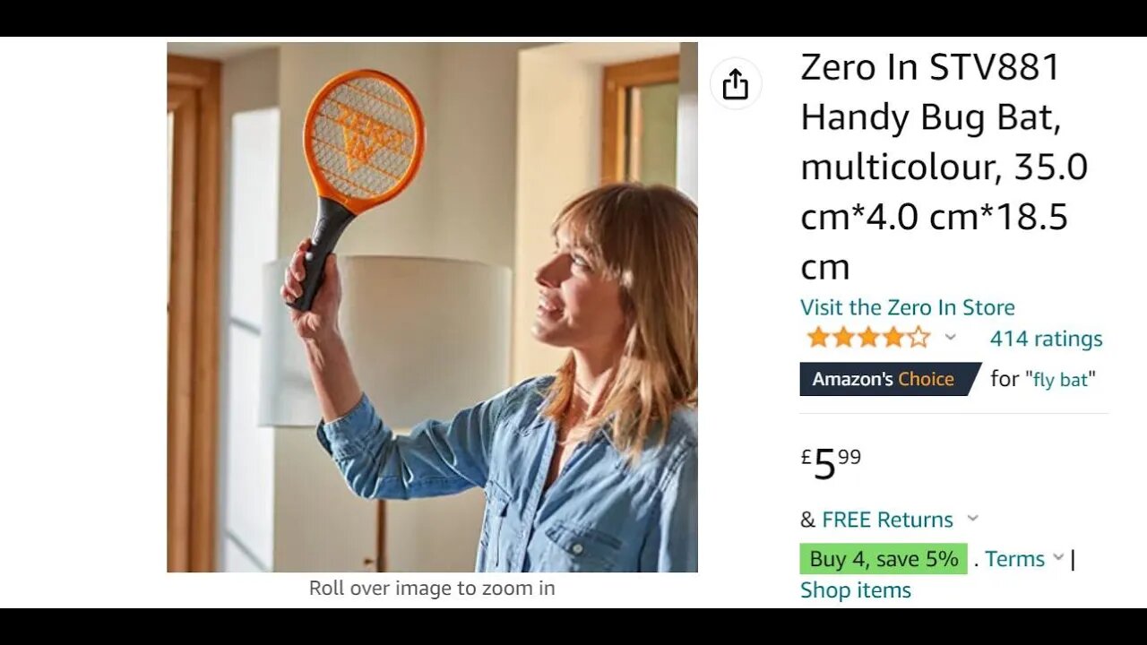 Unreal Amazon Fly Swatter Electrocutes Flies and Bugs In Brutal Death - Zero In STV881 Handy Bug Bat