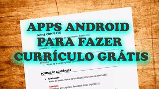 3 Apps de CURRÍCULO GRATIS no CELULAR