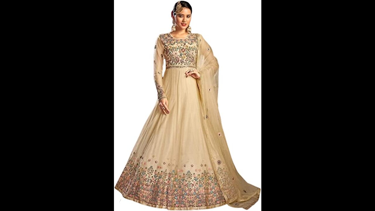 Indian Heavy Embroidery Party Wear Butterfly Net Muslim Anarkali