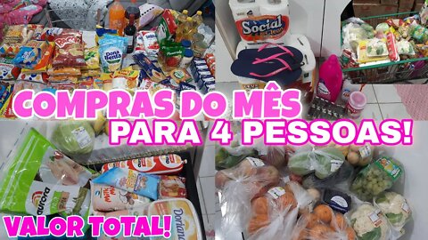 COMPRAS DO MÊS PARA 4 PESSOAS🤑 TUDO MUITO CARO🥵