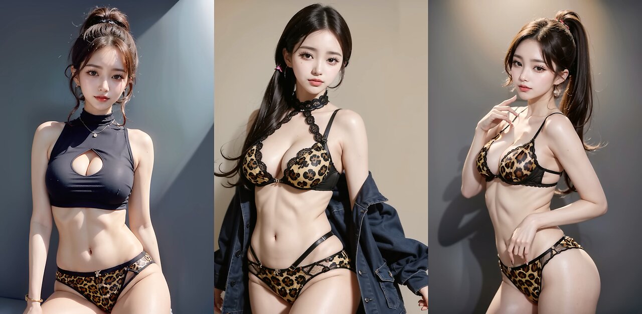 AI Hot Women: Leopard Print Lingerie Models