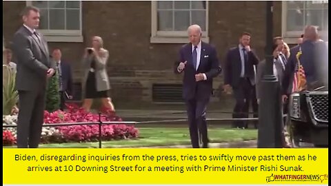 Biden, disregarding inquiries from the press, tries to swiftly move past them as he arrives at 10