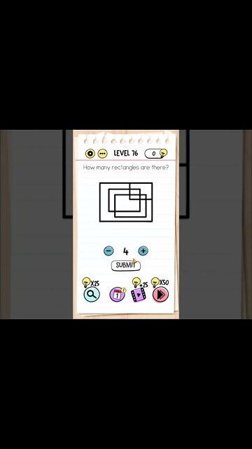 Brain Test Tricky Puzzles Level 76 How many reactangles are there?