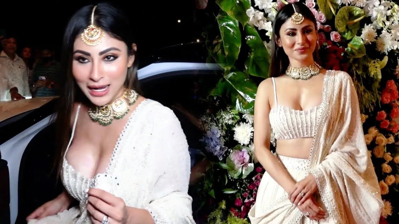 Mouni Roy Looks Pretty In White Sarara With Bindiya Posing With Hubby At Ekta Kapoor Diwali Party 💃🔥