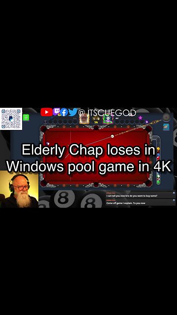 Elderly Chap loses in Windows pool game in 4K 🎱🎱🎱 8 Ball Pool 🎱🎱🎱
