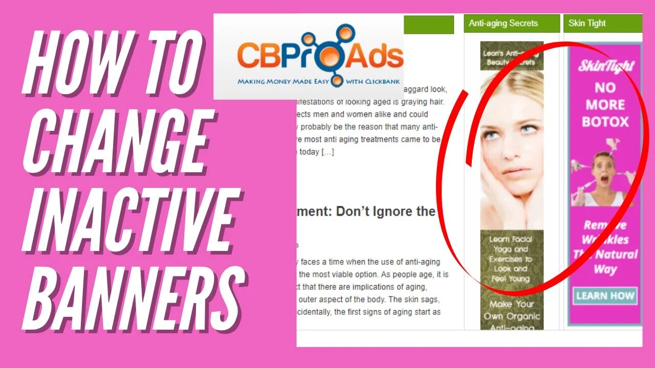 CB Pro Ads Clickbank Niche Websites | How To Update and Change Inactive Banner Ads | Step By Step