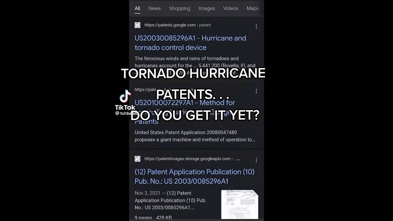 Tornado/Hurricane Oficial Patents