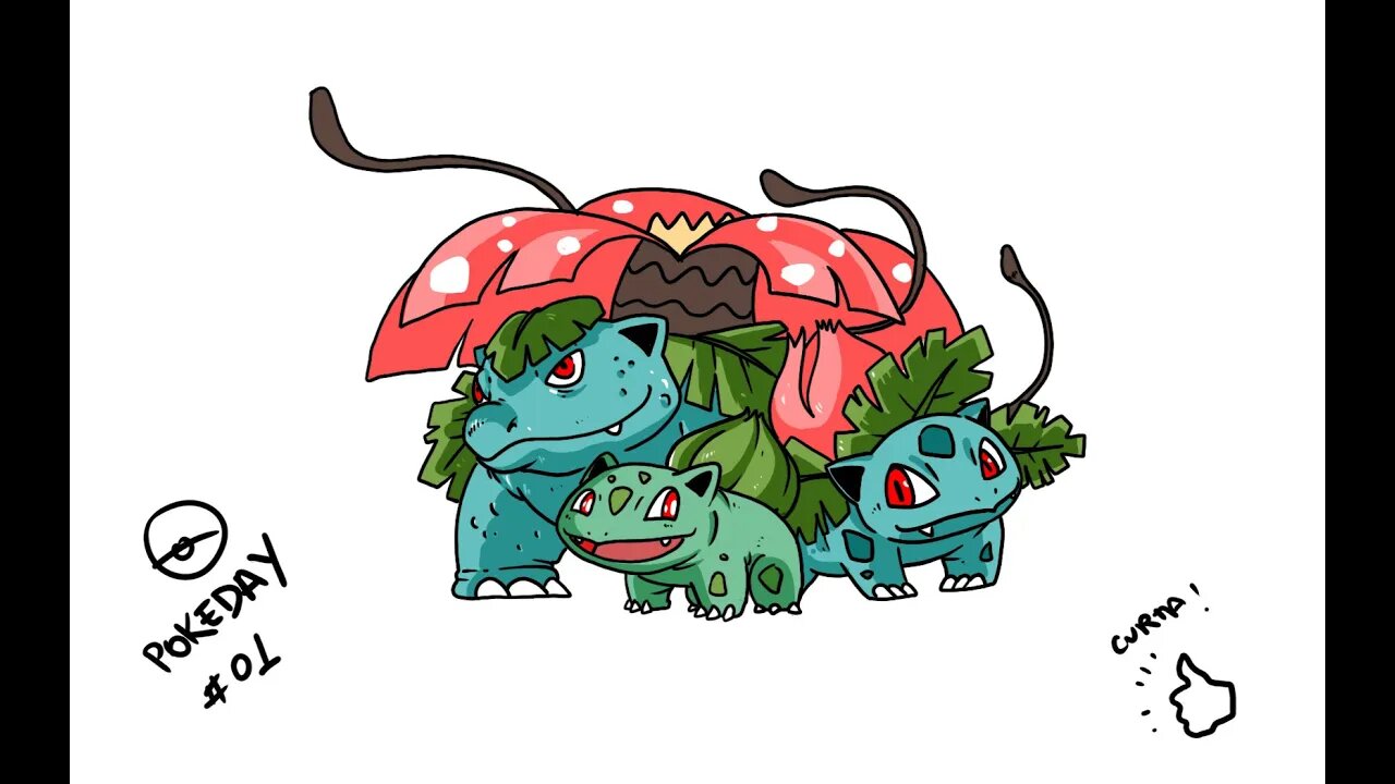 Desenhando Pokémons de acordo com a ardem da pokedex / Dia 01 : Bulbasaur - Ivysaur - Venusaur