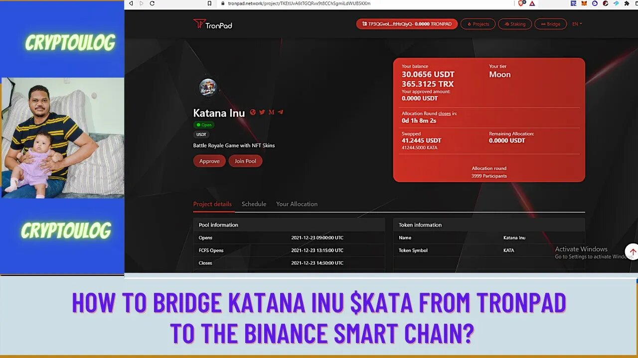 How To Bridge Katana Inu $KATA From Tronpad To The Binance Smart Chain?