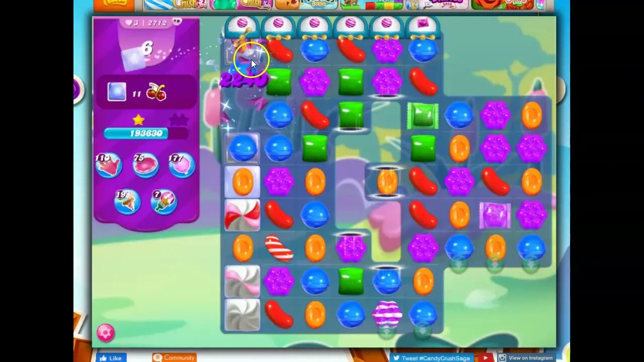 Candy Crush Level 2712 Talkthrough, 25 Moves 0 Boosters