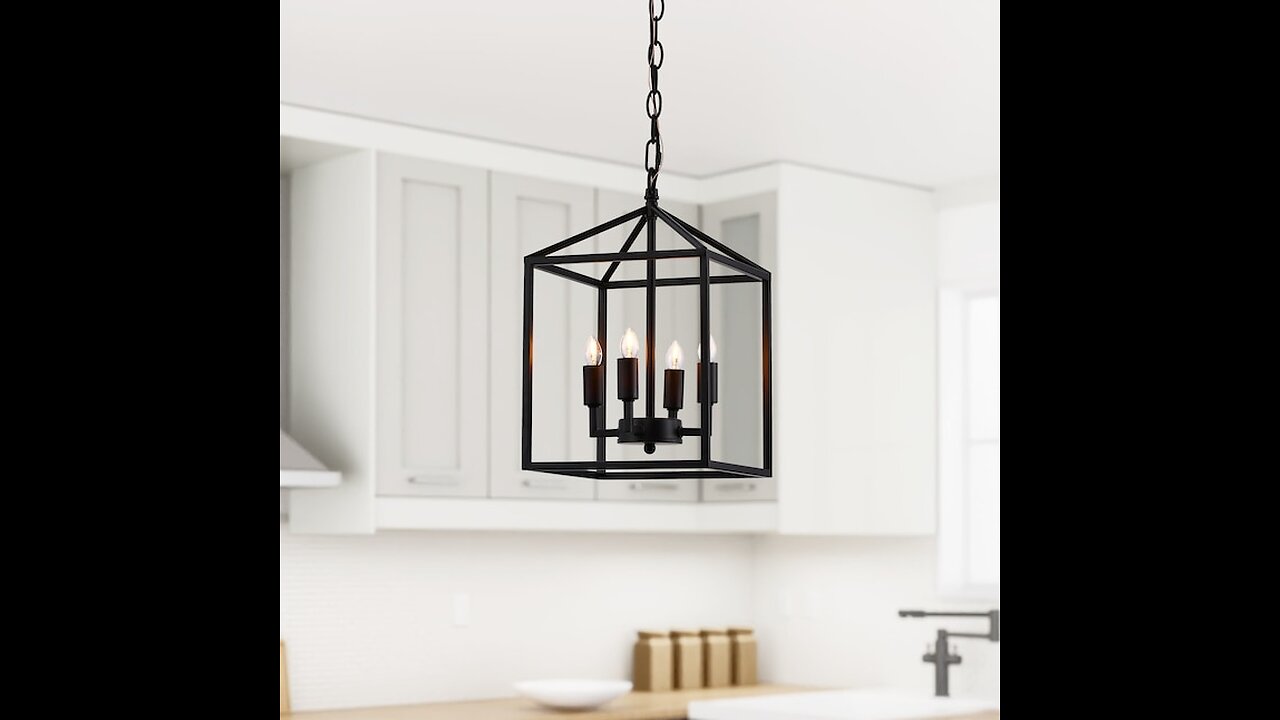 Emliviar 4-Light Dining Room Chandelier, Farmhouse Cage Pendant Hanging Light, Oil Rubbed Bronz...
