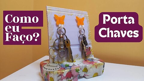 DIY - COMO FAZER PORTA CHAVES/ COM CIMENTO E FORRO DE PVC/KEY CHAIN/FAÇA VOCÊ MESMO