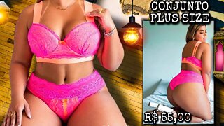 Conjunto Calcinha e Surtiã de Bojo Rendado Plus size!