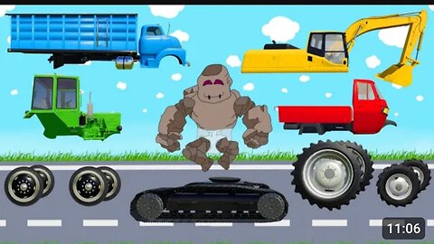 #Excavator jcb and Dumper Truck with Street Vehicles for Kids - Fitting of Cabins