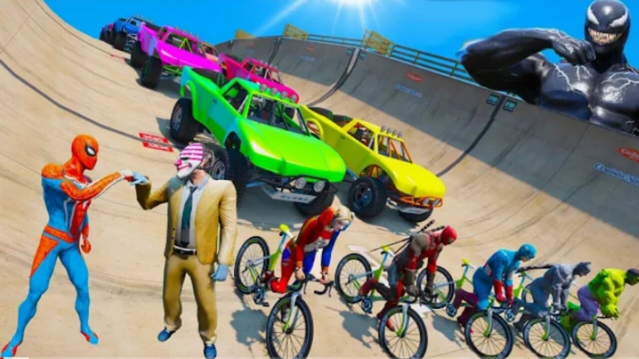 Swap Cars and Bikes ) Epic Challenge Off-Road Car Driving Game GTA V mods #spiderman