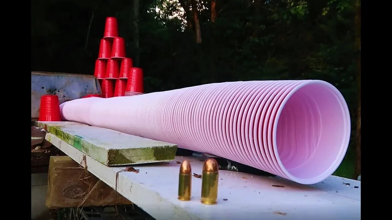 9mm VS .45 ACP - How Many Solo Cups to Stop a Bullet???