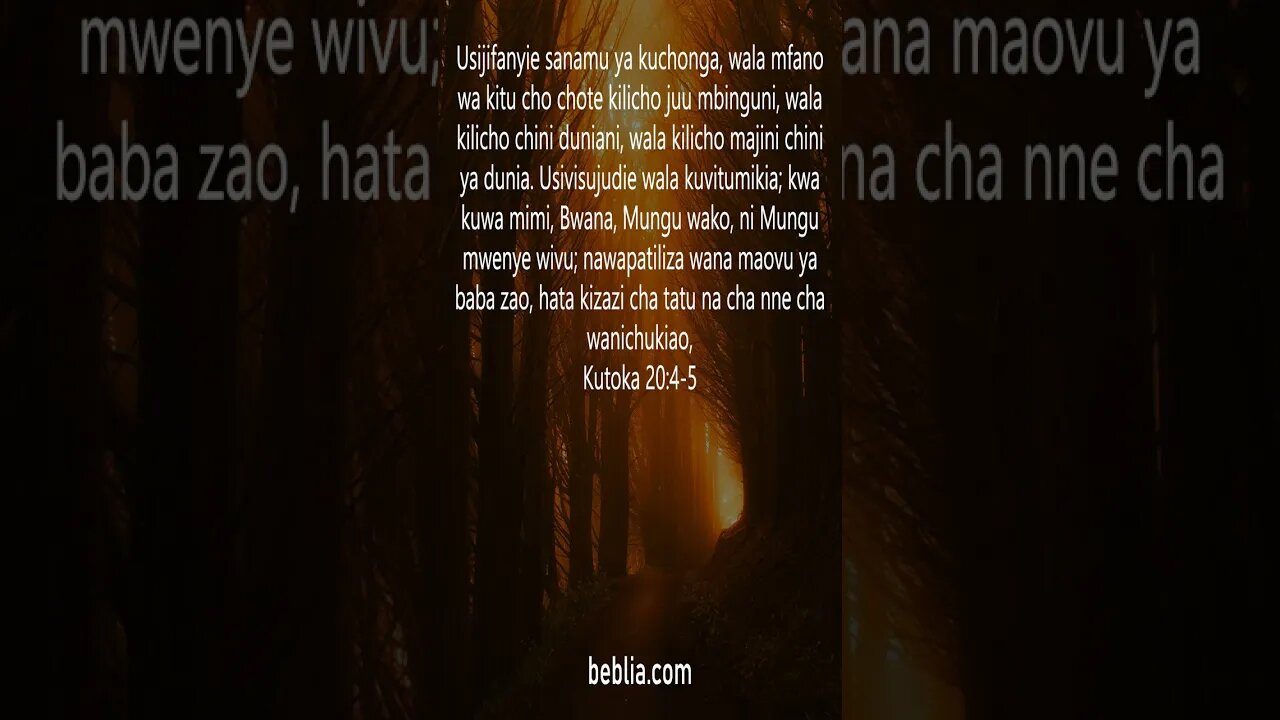Kutoka 20:4-5 - Mstari wa Biblia Takatifu #biblia #Mungu #yesu #kanisa [SH]