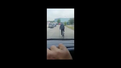 Radfahrer zeigt Autofahrer wer der König der Straße ist!^^