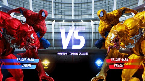 Spider-man & Red Venom vs Yellow Spider-man & Yellow Venom (Hardest AI ) Marvel vs Capcom :Infinite