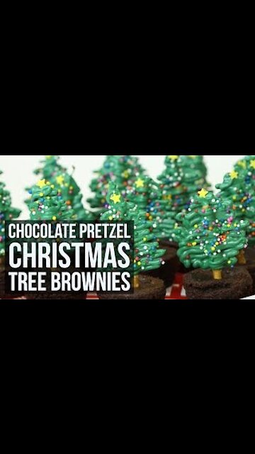 Simple & Easy Chocolate Pretzel Christmas Tree Brownies