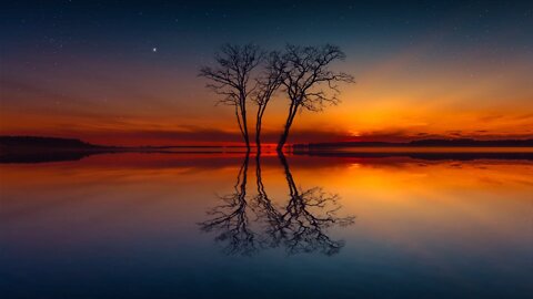 Sounds of the stream for Healthy Sleep and Rest. Sunset on the lake