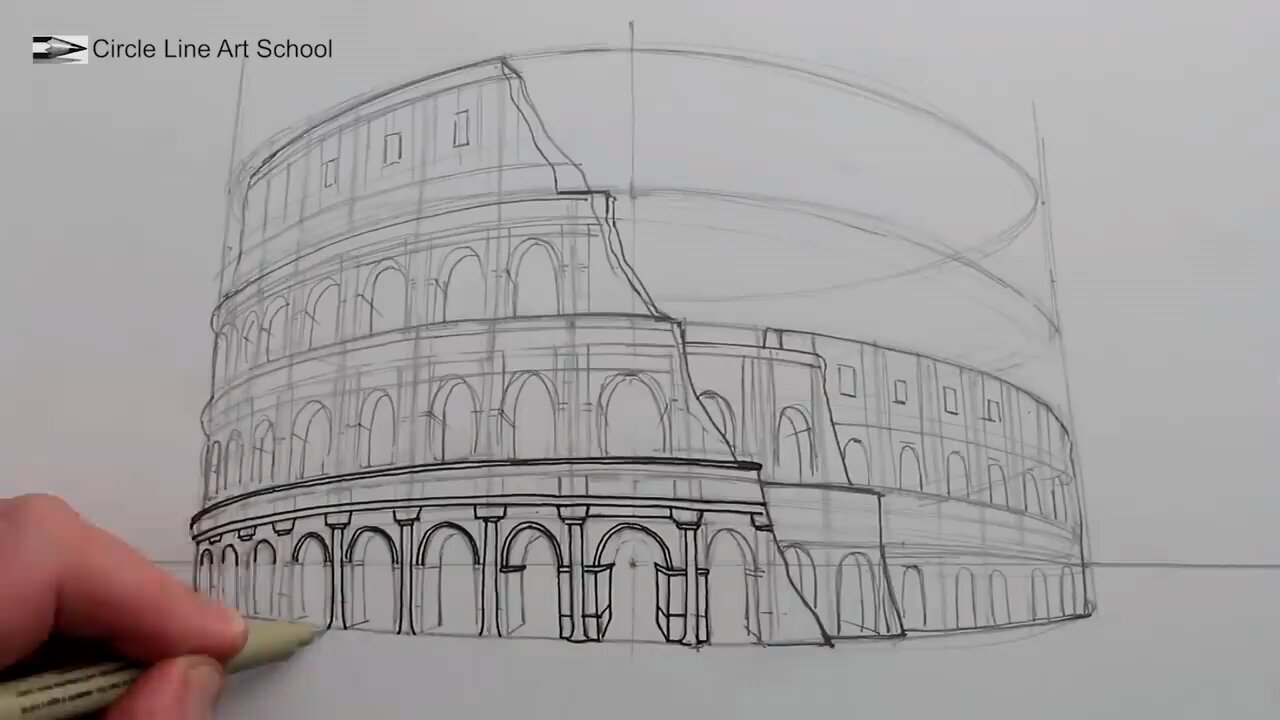 How to draw the colosseum in perspective