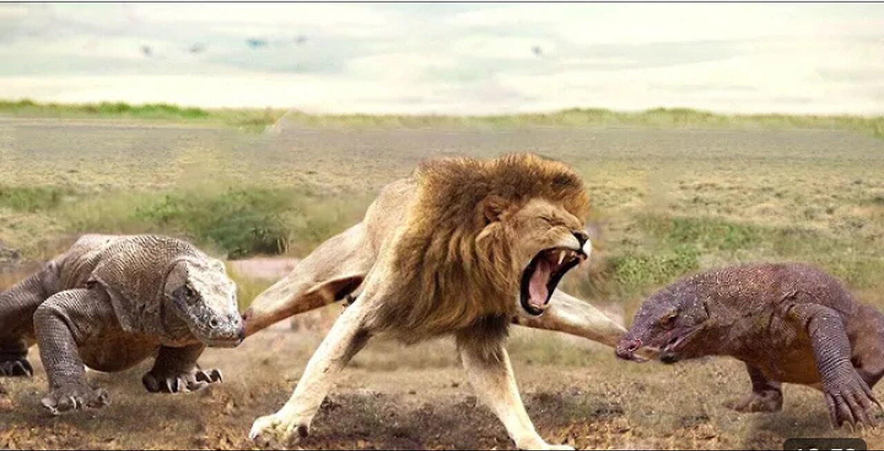 The Brutal Movement When The Fierce Loin Couldn't Avoid The Giant Lizard Bites