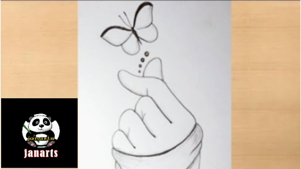 Pencil drawing of hand with beautiful butterfly/butterfly drawing