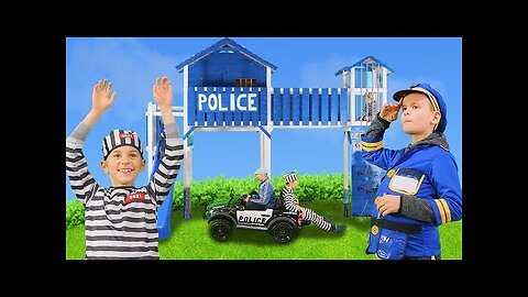 The Kids play cops and robbers in real police uniforms 👮