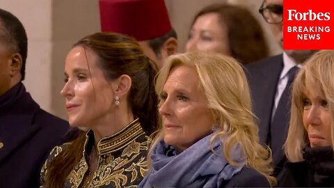 Jill And Ashley Biden Stand With France's Brigitte Macron During Notre Dame Reopening Ceremony