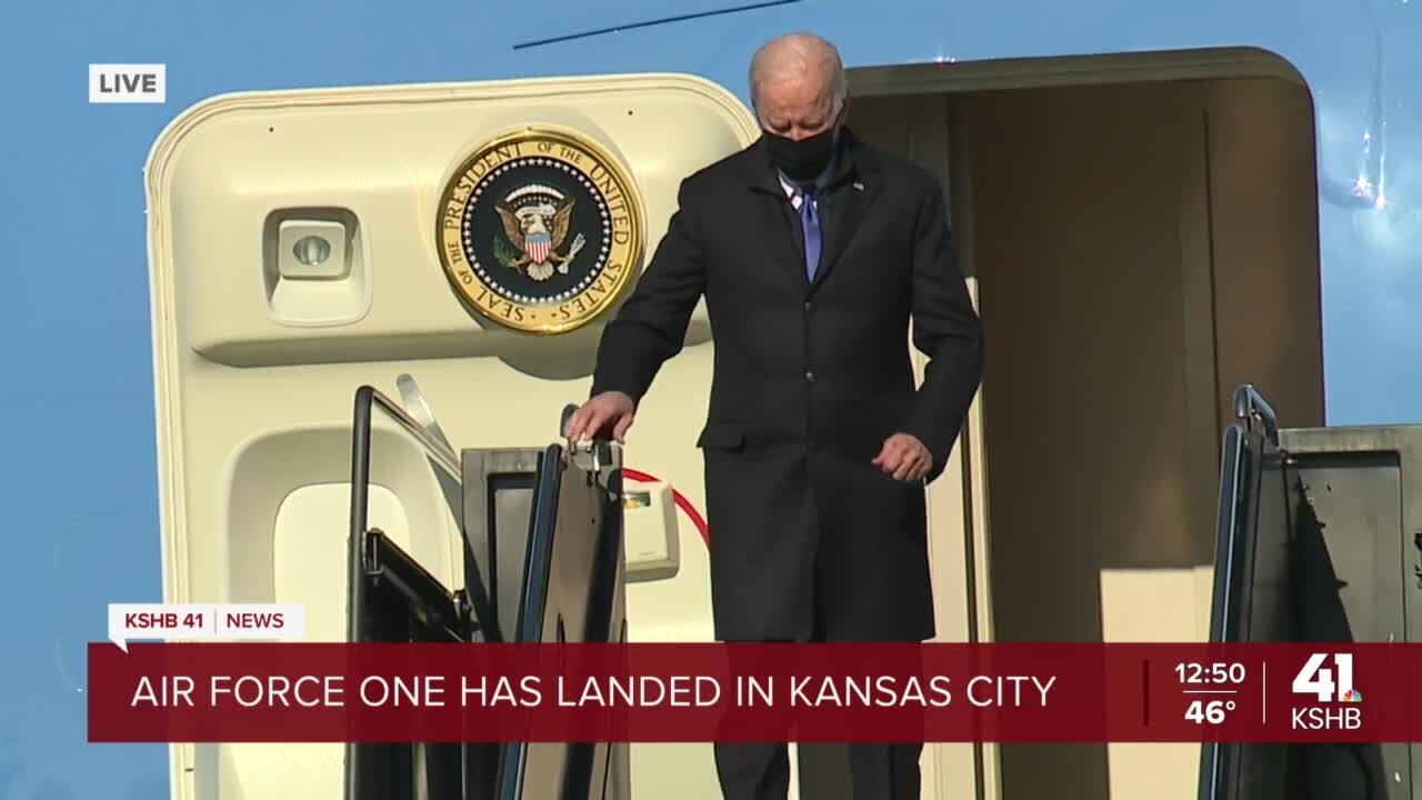 Air Force One lands in Kansas City