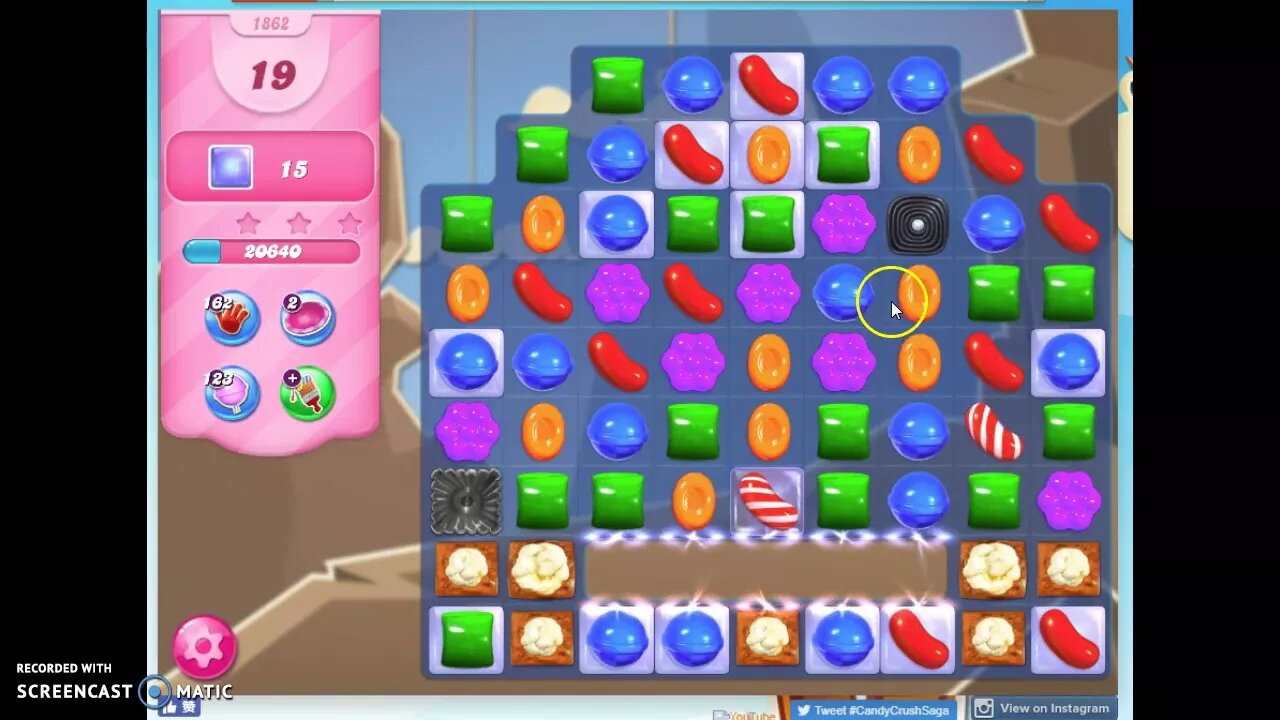 Candy Crush Level 1862 Audio Talkthrough, 2 Stars 0 Boosters